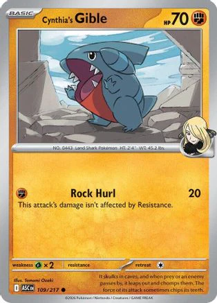 Cynthia's Gible 109 ME Ascended Heroes - Common