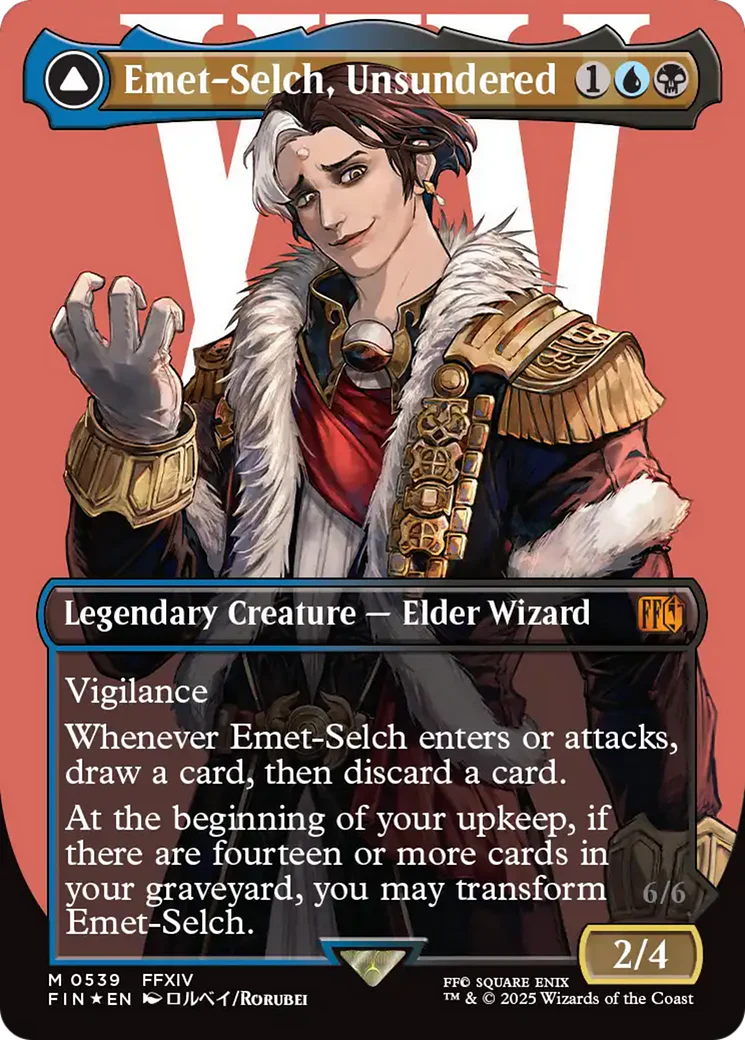 Emet-Selch, Unsundered // Hades, Sorcerer of Eld (FIN-539) - FINAL FANTASY (Borderless) Foil - Image 3