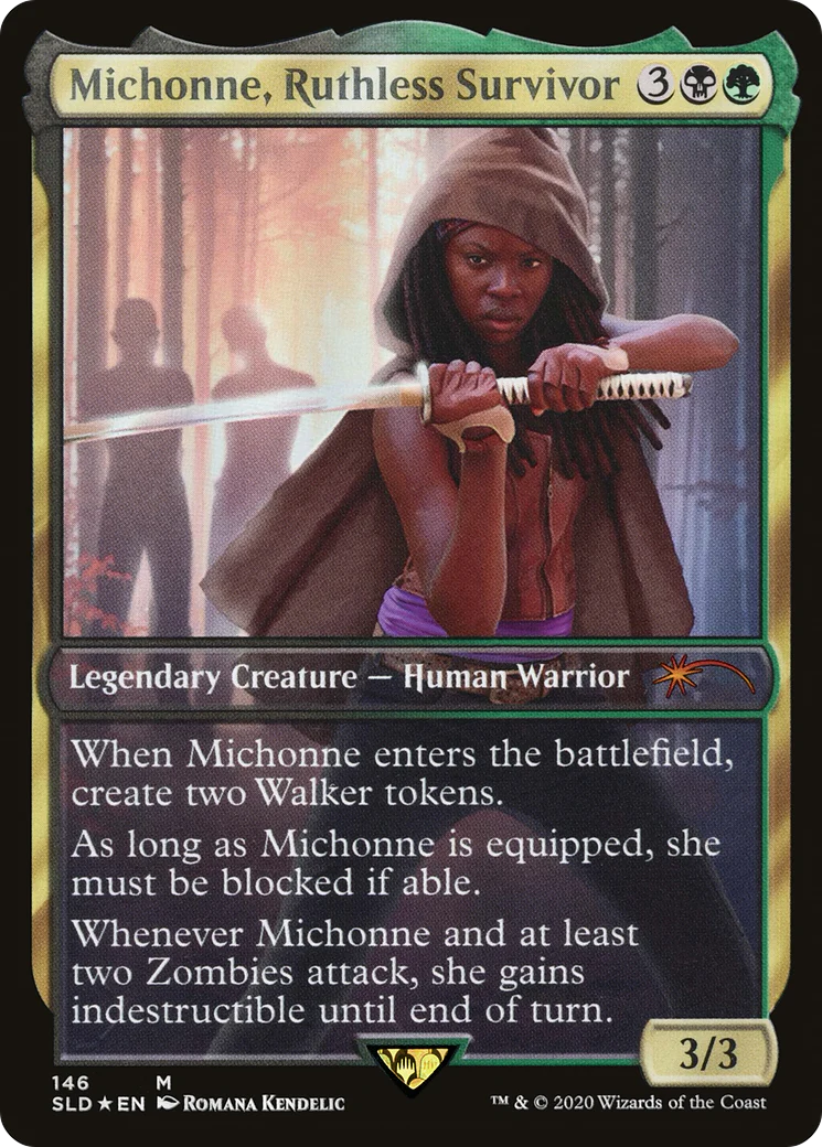 Enkira, Hostile Scavenger (SLD-146) - Secret Lair Drop / Michonne, Ruthless Survivor Foil