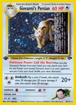 Giovanni's Persian 008/132 - 1st Edition Holofoil Gym Challenge - Holo Rare
