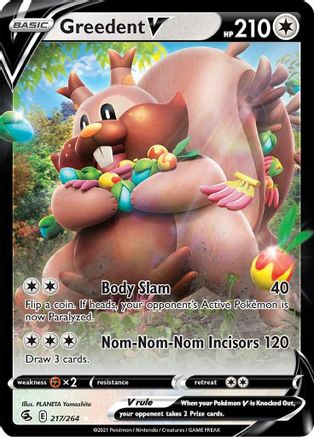 Greedent V 217/264  - Holofoil SWSH08 Fusion Strike - Ultra Rare