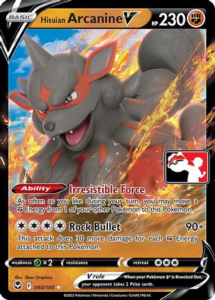 Hisuian Arcanine V 090/195  - Holofoil Prize Pack Series Cards - Ultra Rare