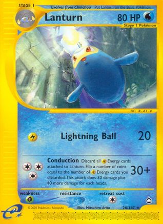 Lanturn (20) 020 - Reverse Holofoil Aquapolis - Rare