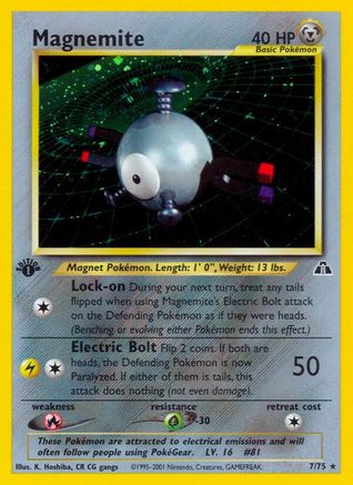 Magnemite (7) 007/75 - 1st Edition Holofoil Neo Discovery - Holo Rare