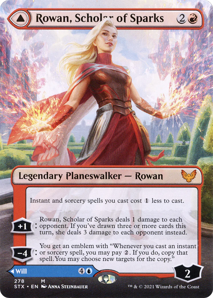 Rowan, Scholar of Sparks // Will, Scholar of Frost (STX-278) - Strixhaven: School of Mages (Borderless) Foil - Image 2