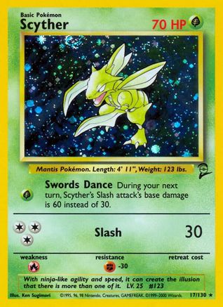 Scyther 017/130 - Holofoil Base Set 2 - Holo Rare