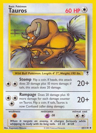 Tauros 065 - Reverse Holofoil Legendary Collection - Uncommon