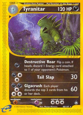 Tyranitar 040 - Reverse Holofoil Aquapolis - Rare