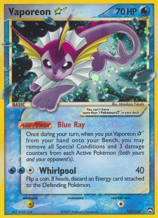 Vaporeon Star 102 - Holofoil Power Keepers - Ultra Rare