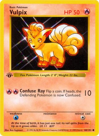 Vulpix 068/102 - 1st Edition Base Set Shadowless - Common