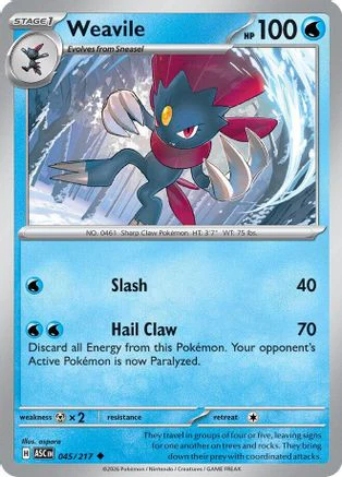 Weavile 045/217 - Reverse Holofoil ME Ascended Heroes - Uncommon